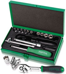 Mynd af 17 hluta topplyklasett 1/4"